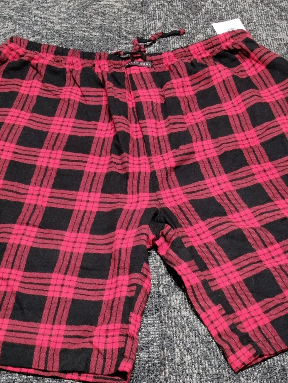Andrew Scott Mens XL Loungewear Shorts Cotton Plaid Sleep Pajamas Red Black NEW